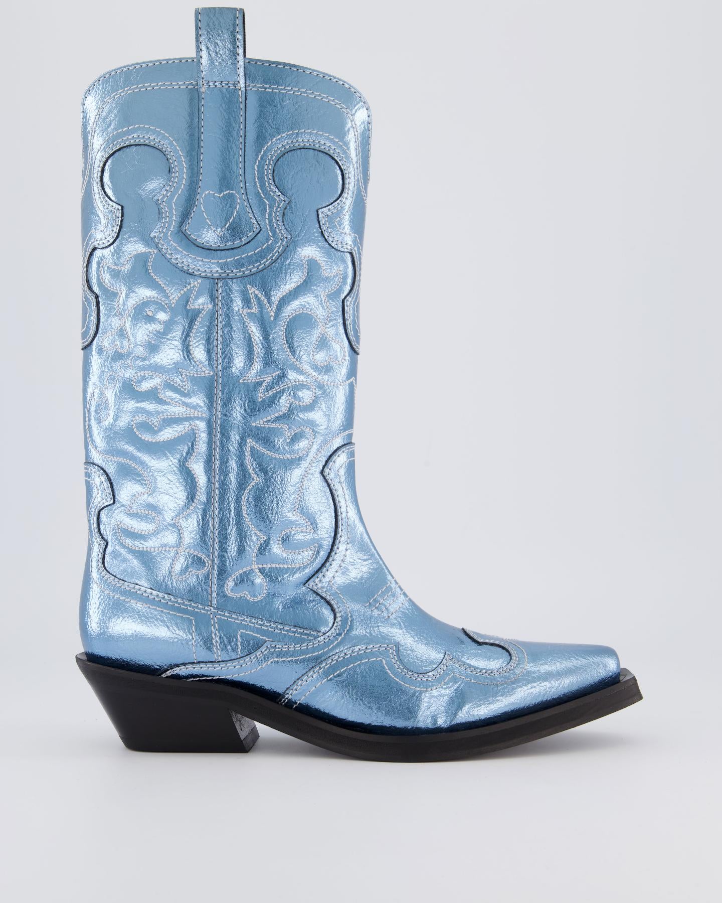 Dames Embroidered Western Boot Blauw