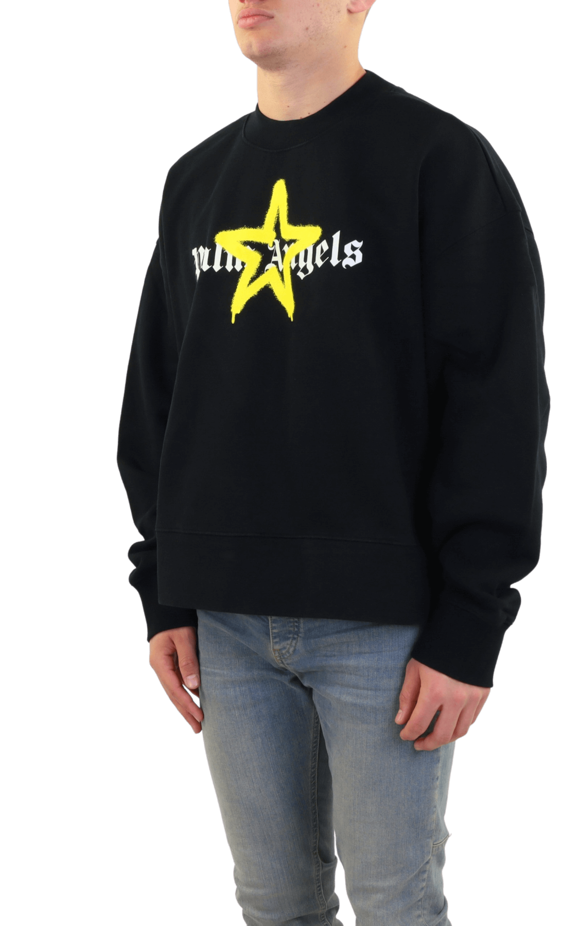 Heren Star Sprayed Sweater Zwart