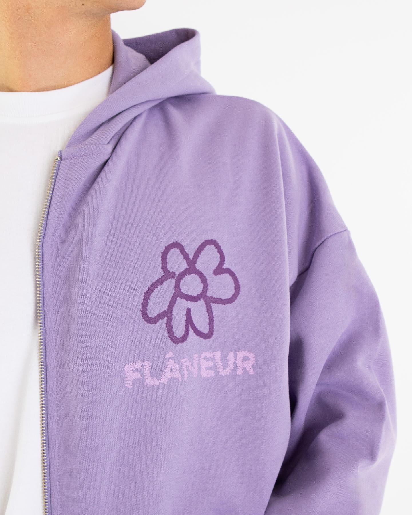 Heren Flower Doodle Zip-up Hoodie