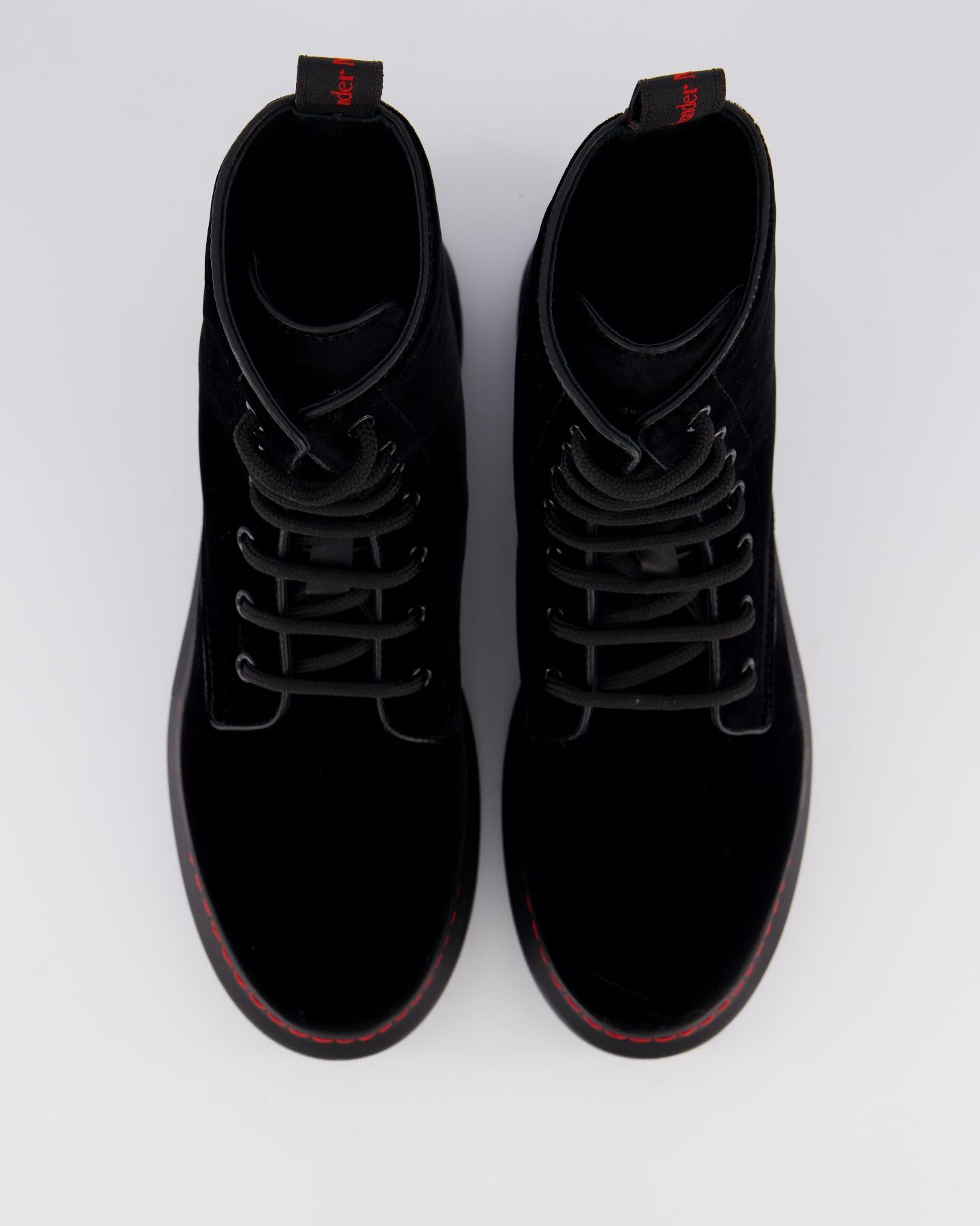 Dames Hybrid Lace up Velvet Zwart