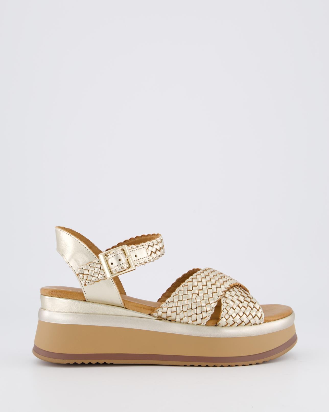 Dames Braided Strap Sandaal Metallic