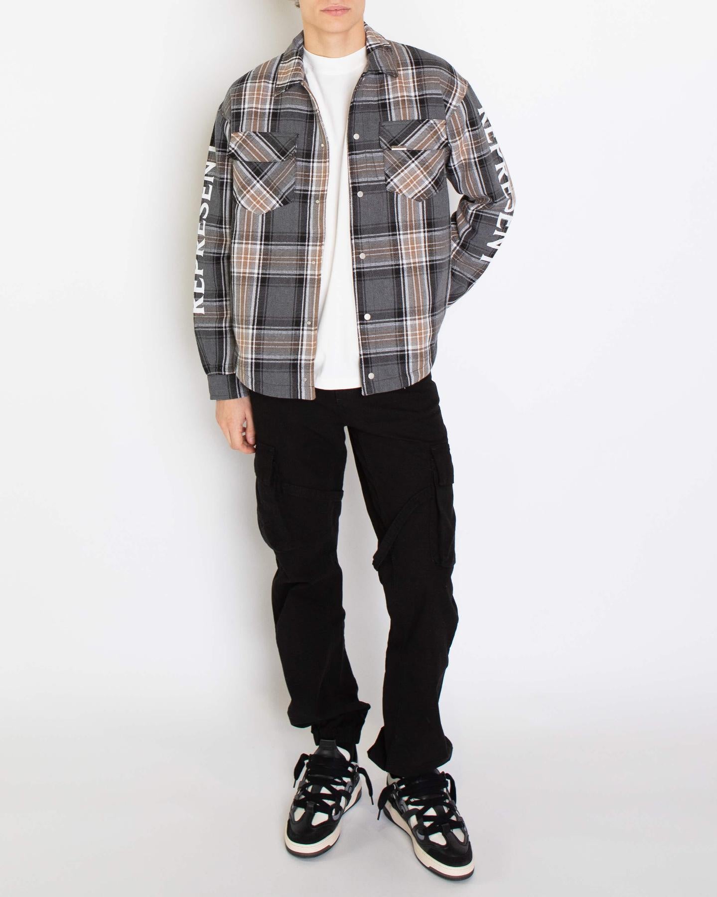 Heren Quilted Flannel Shirt Grijs