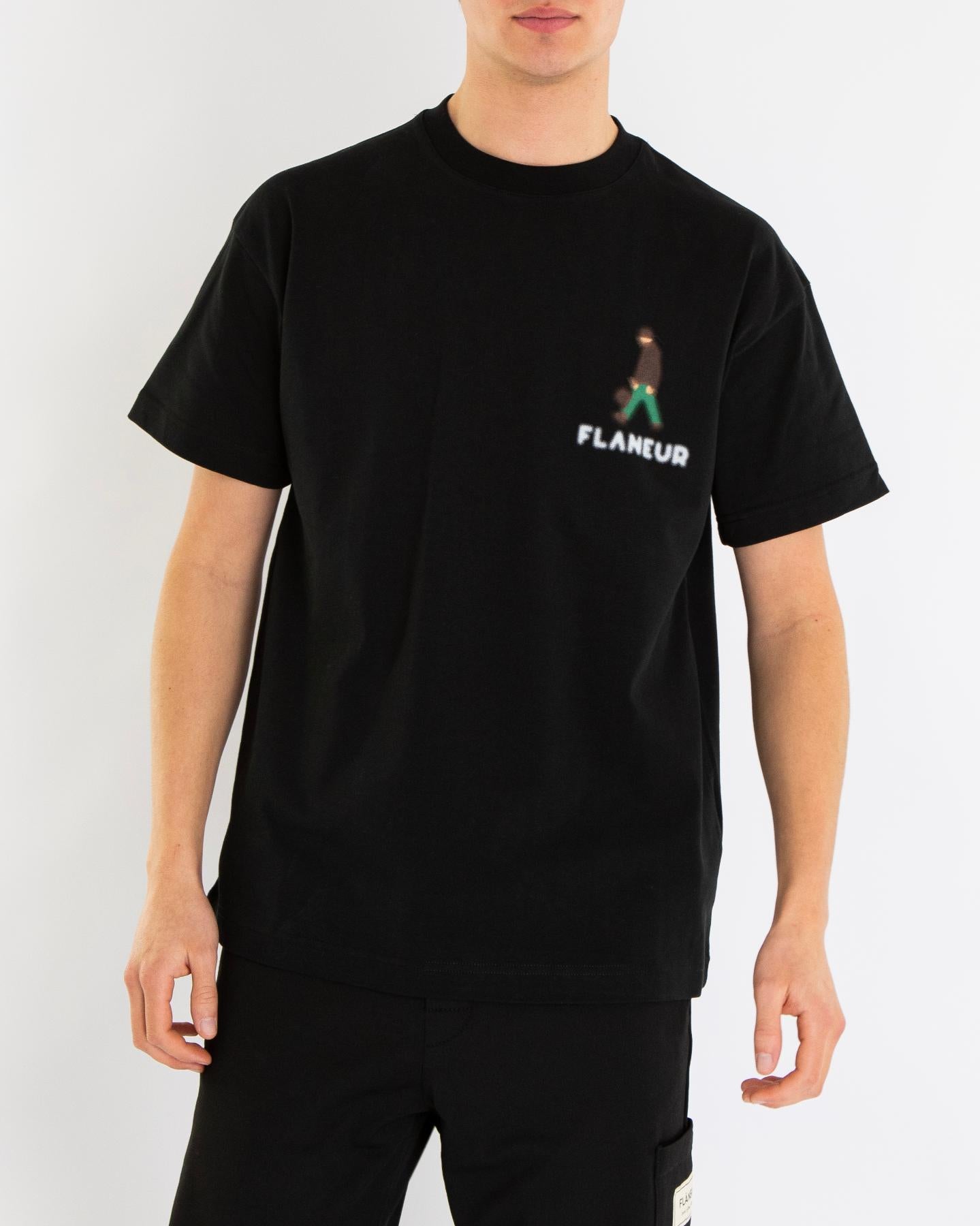 FLÂNEUR Heren Blurred Stroller T-Shirt Zwart - Eleganza.nl