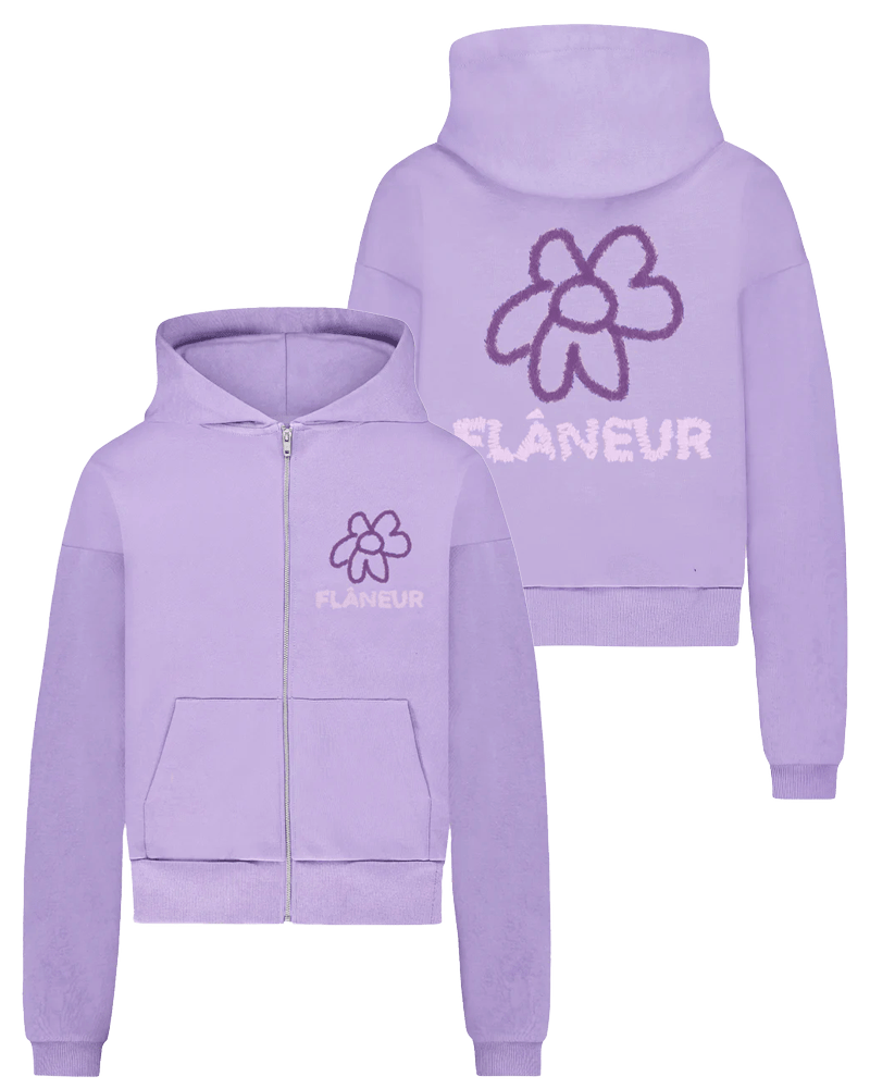 FLÂNEUR Heren Flower Doodle Zip - up Hoodie - Eleganza.nl