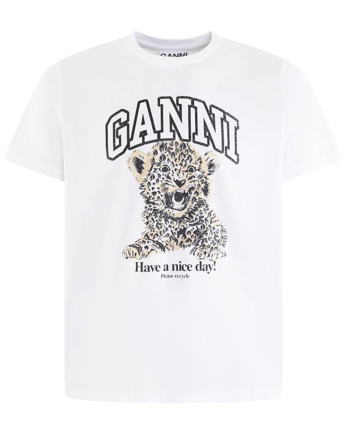 Ganni Dames Leopard Relaxed T-shirt - Eleganza.nl