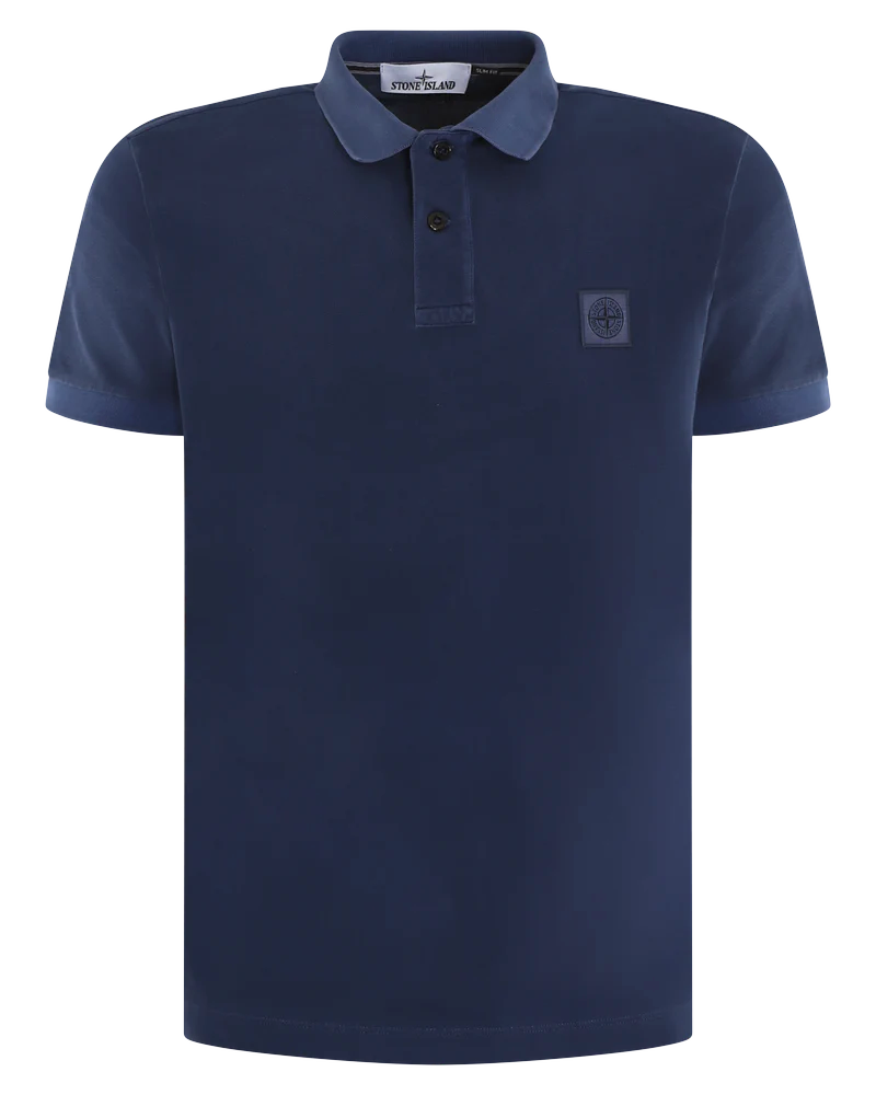 Heren Pique Compass Polo Blauw