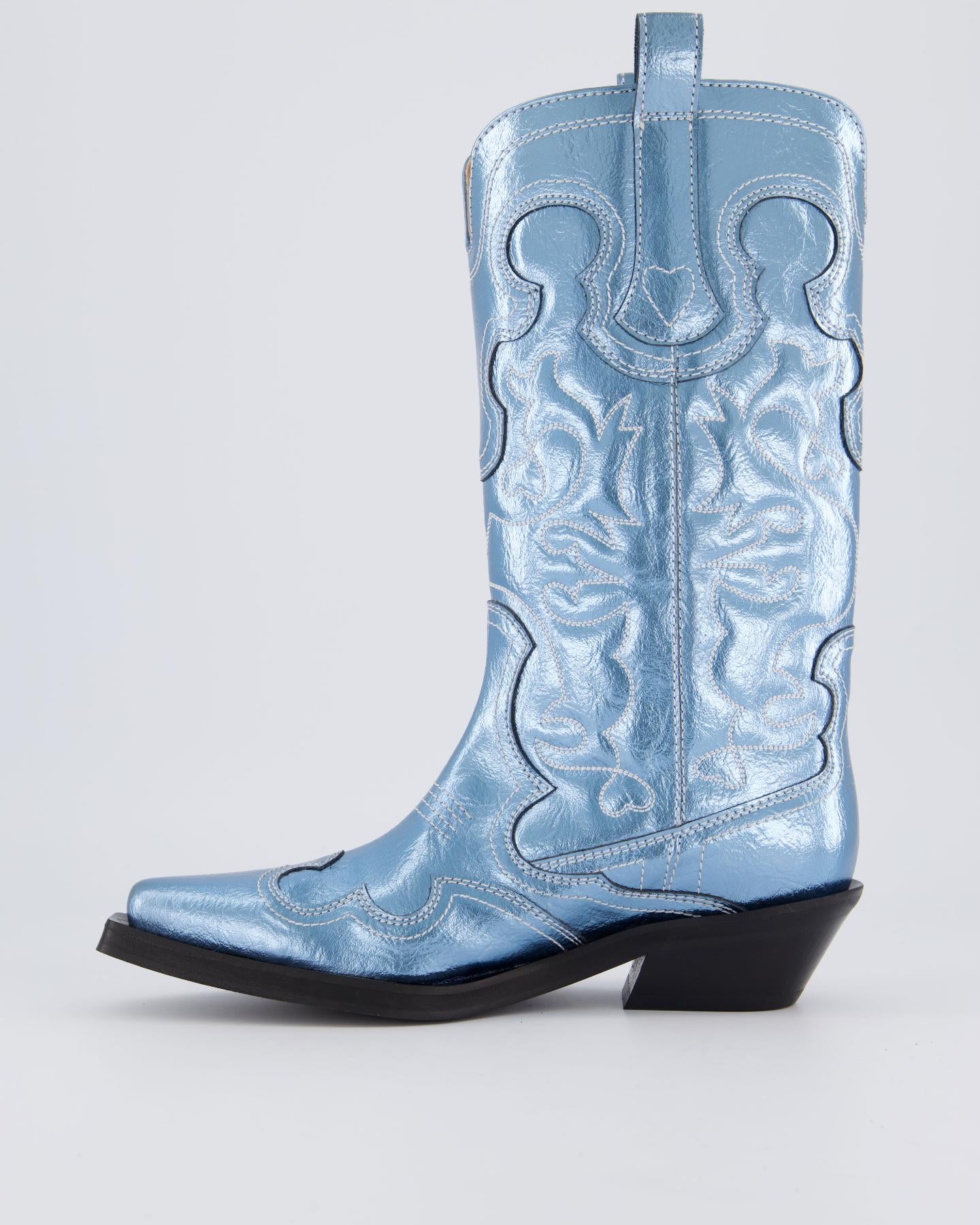 Dames Embroidered Western Boot Blauw