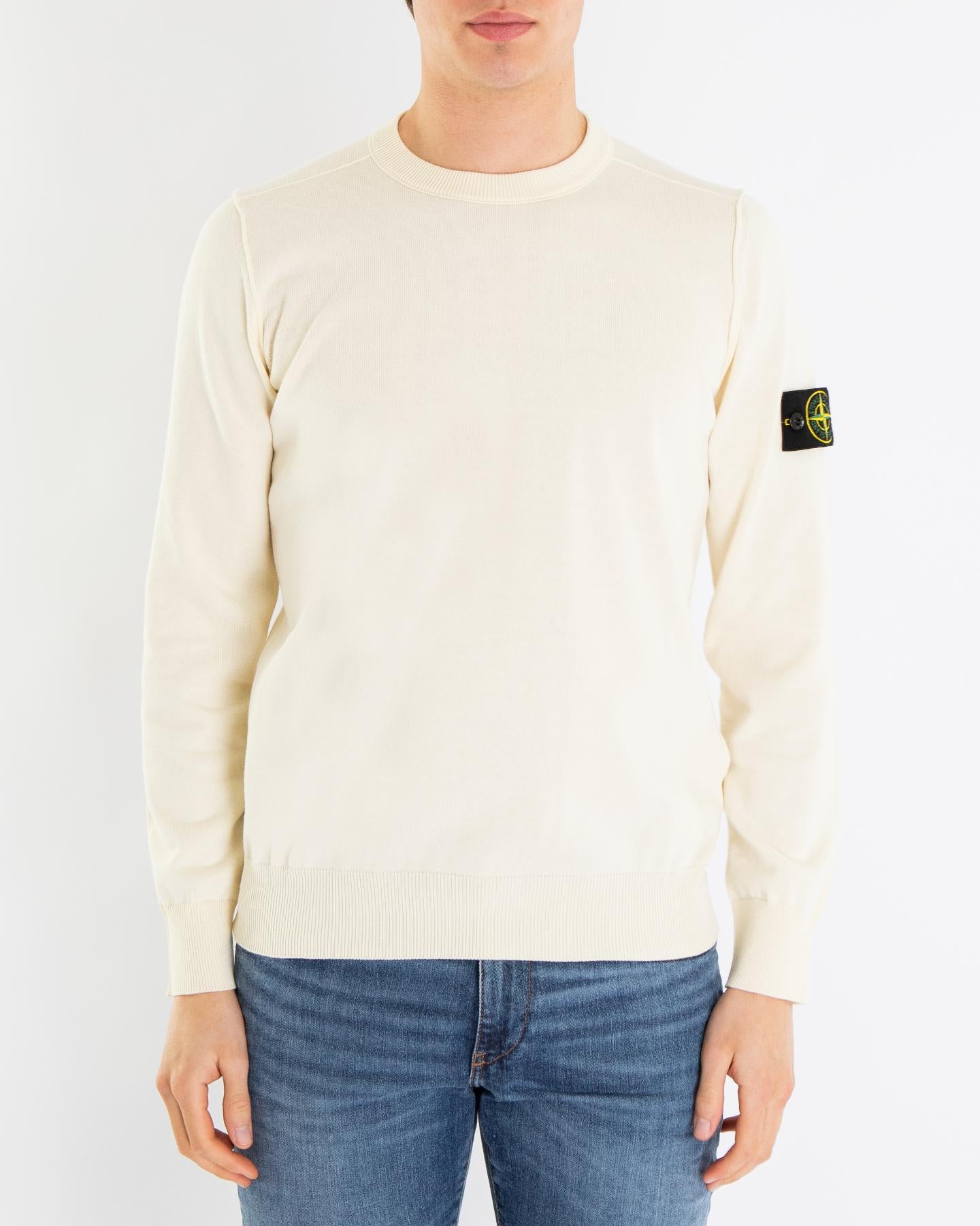 Heren Logopatch Crew Neck Ivory