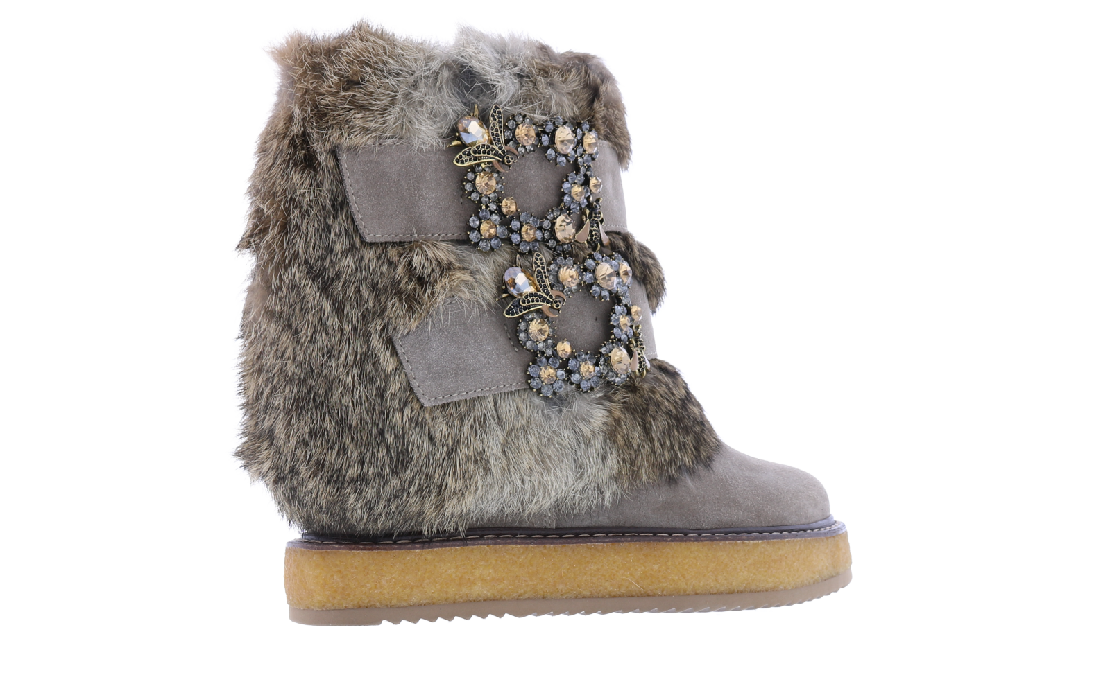 Dames Winter Fur with Wedge and jewe