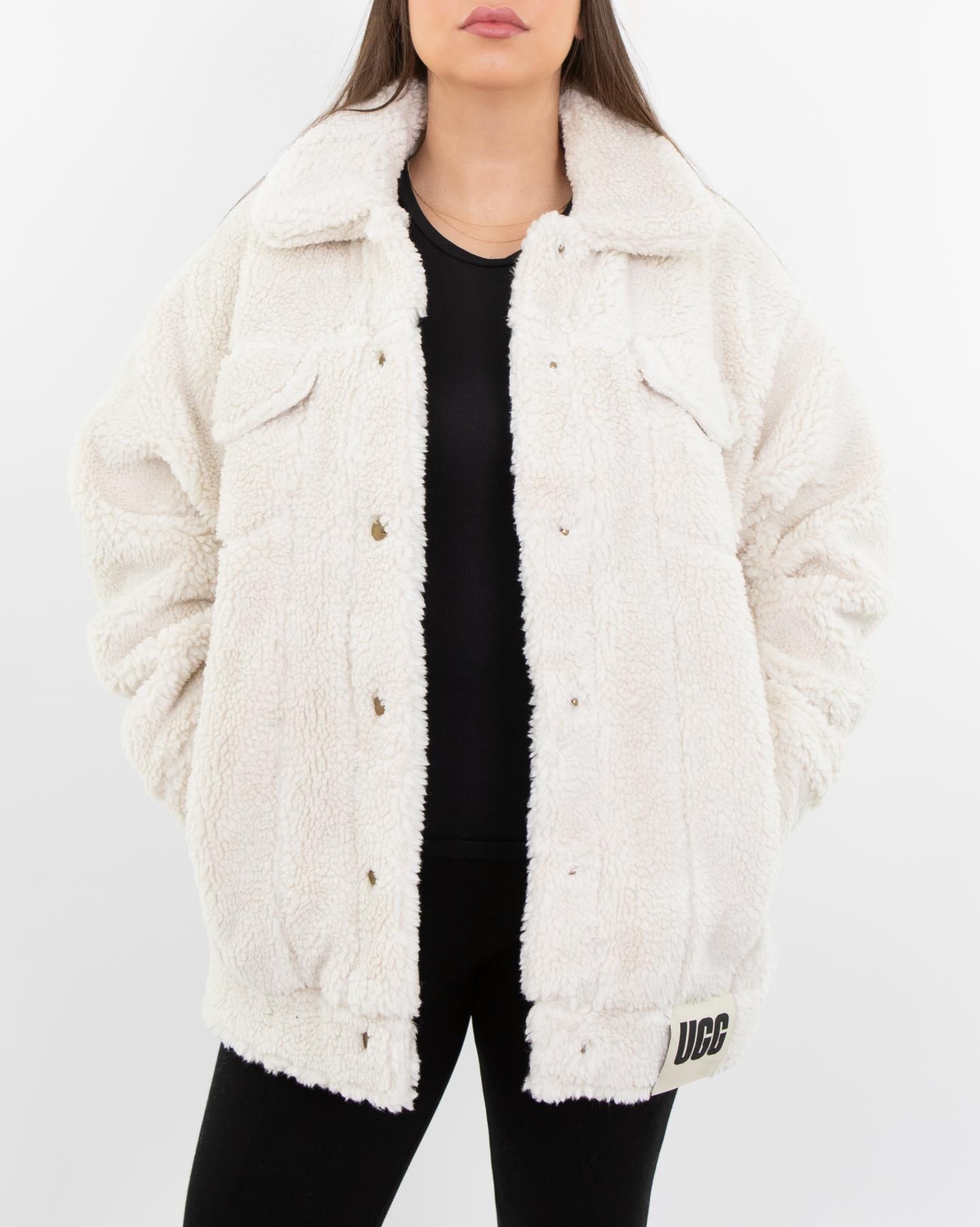 Dames Sherpa Trucker Jacket Natural