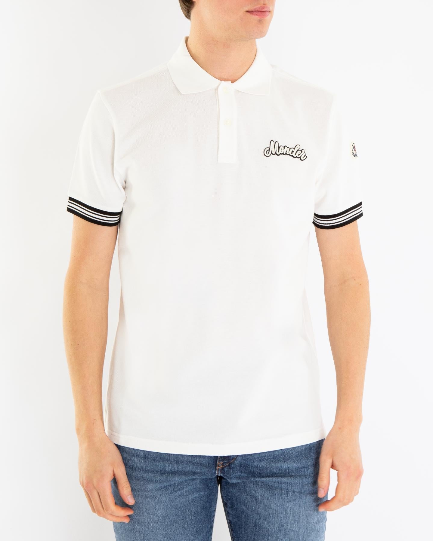 Moncler Heren Varsity Logo Polo Wit - Eleganza.nl