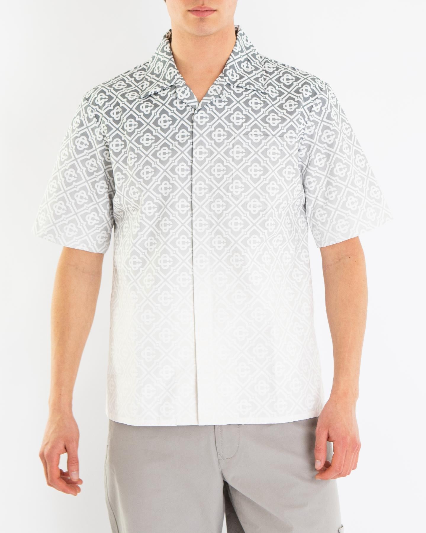 Heren Cotton Monogram Shirt Grijs