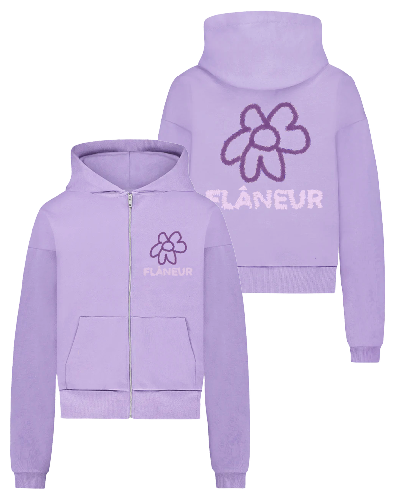 Heren Flower Doodle Zip-up Hoodie