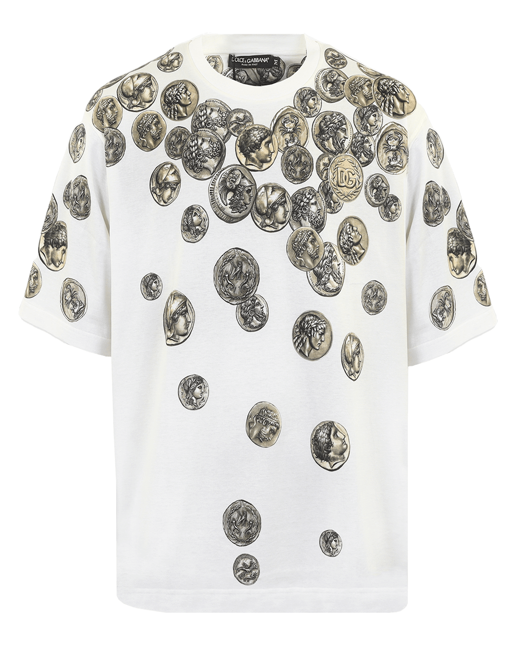 Heren Coin Print Cotton Wit