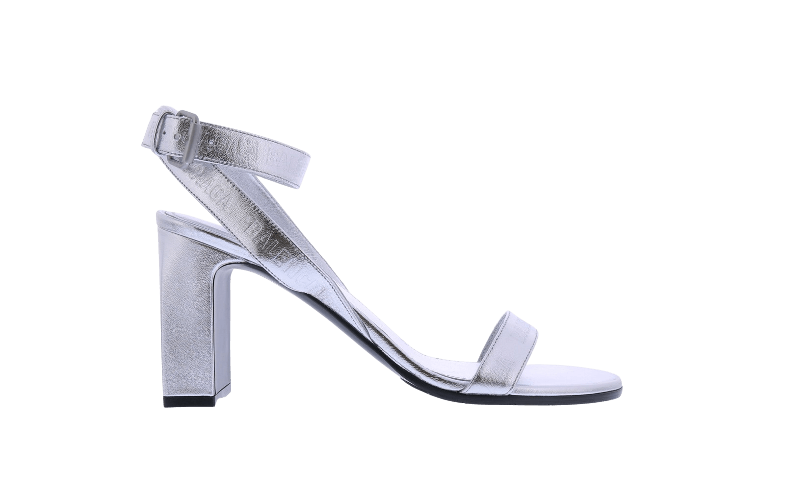 Dames Round Sandal Logo Metallic