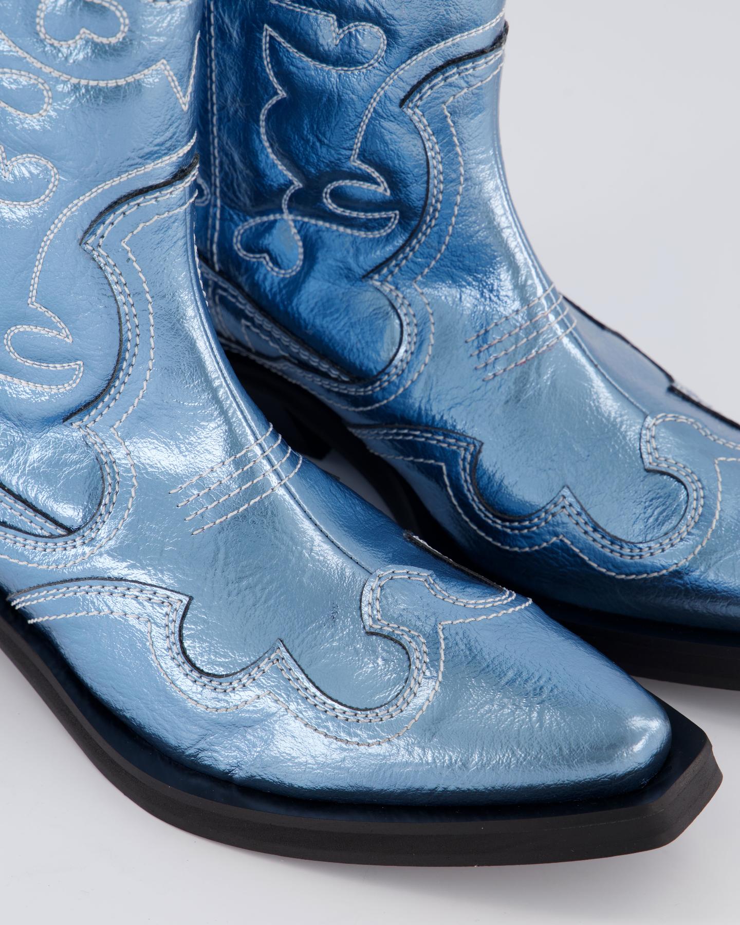 Dames Embroidered Western Boot Blauw