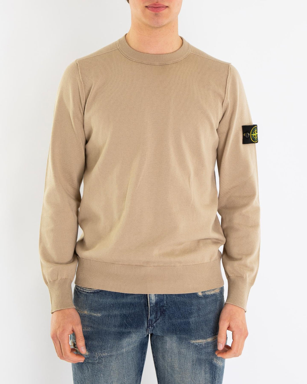 Stone Island Heren Logopatch Crew Neck Bruin - Eleganza.nl