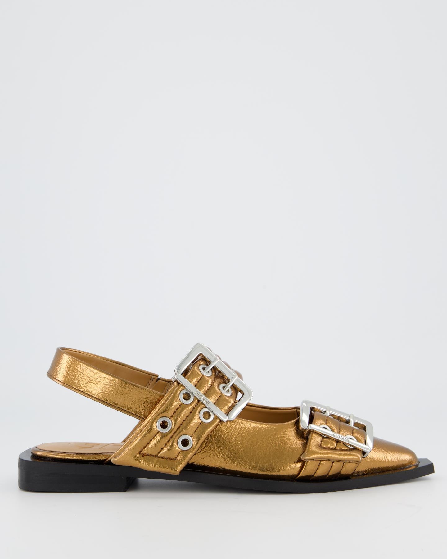 Dames Chunky Buckle Ballerina Brons