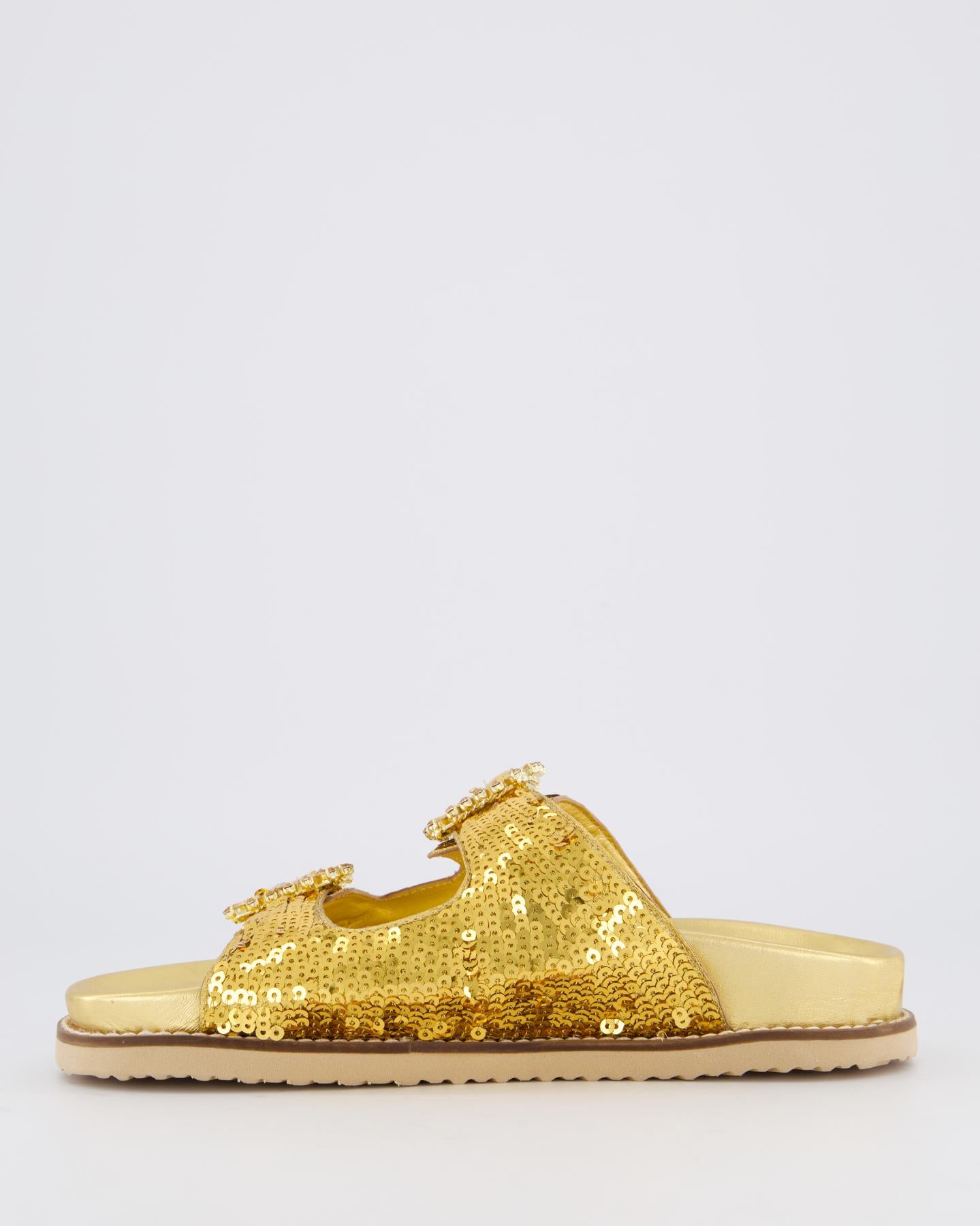 Dames Buckle Slipper Gold Metallic