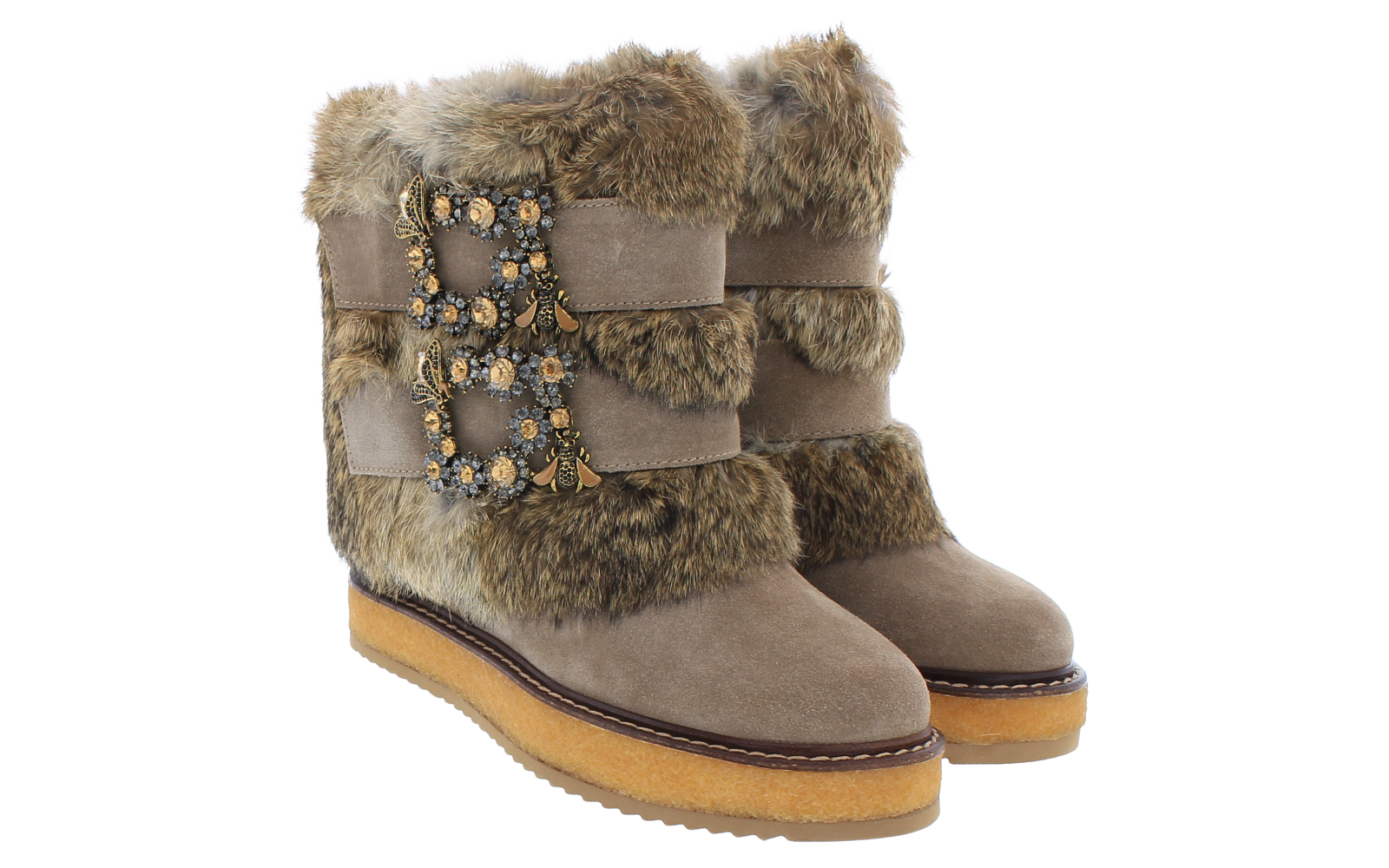 Dames Winter Fur with Wedge and jewe