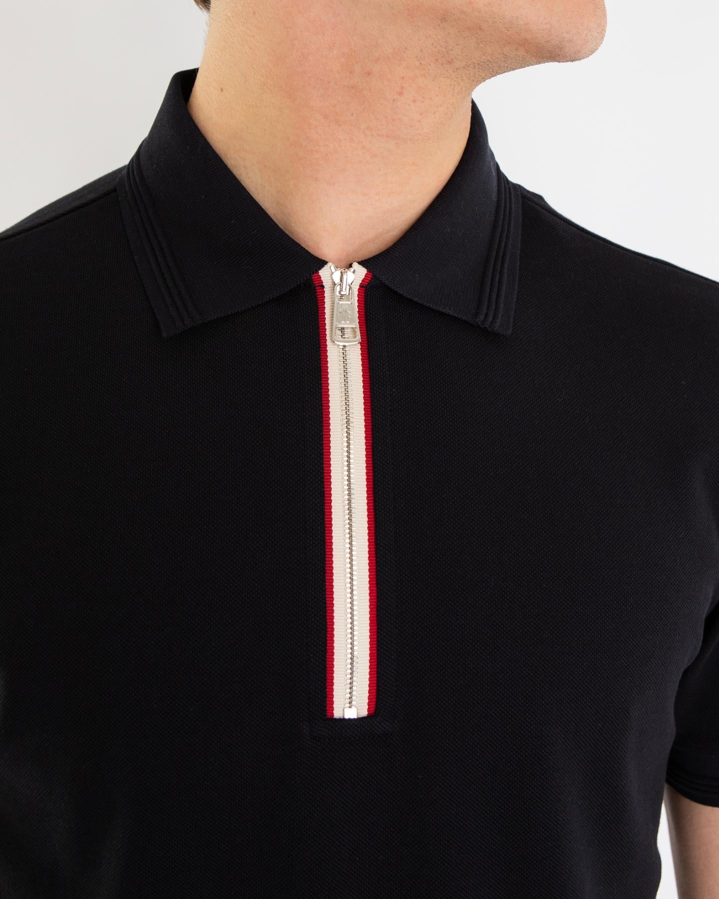 Heren Tricolour Trim Polo Zwart