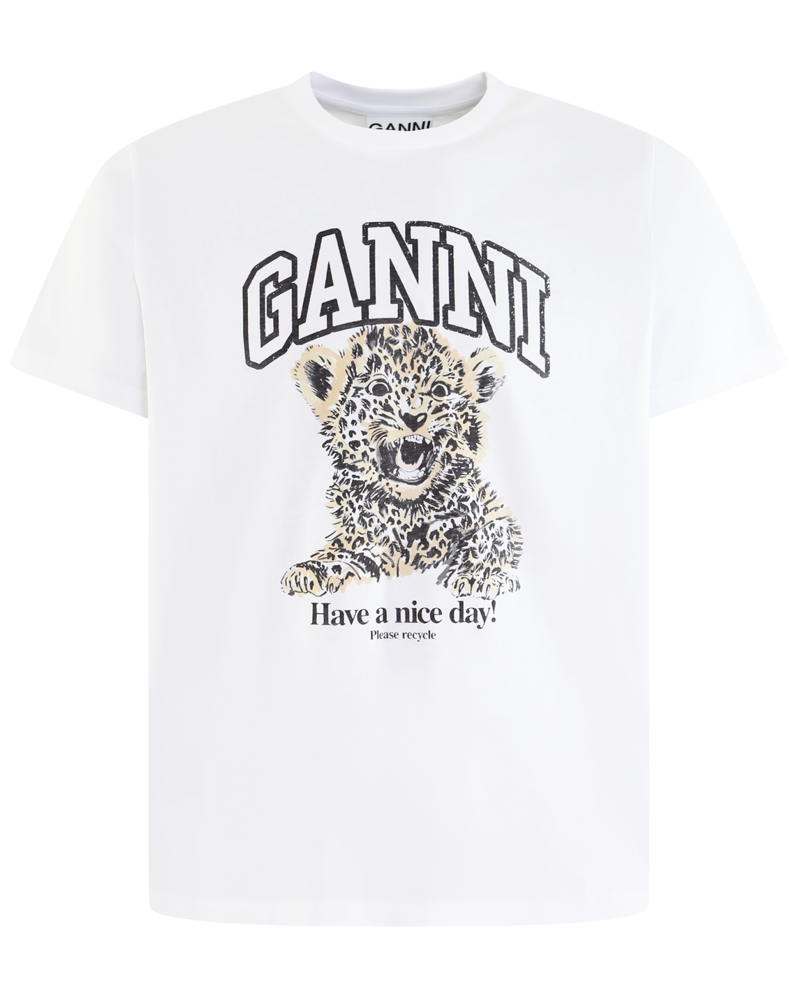 Dames Leopard Relaxed T-Shirt Wit